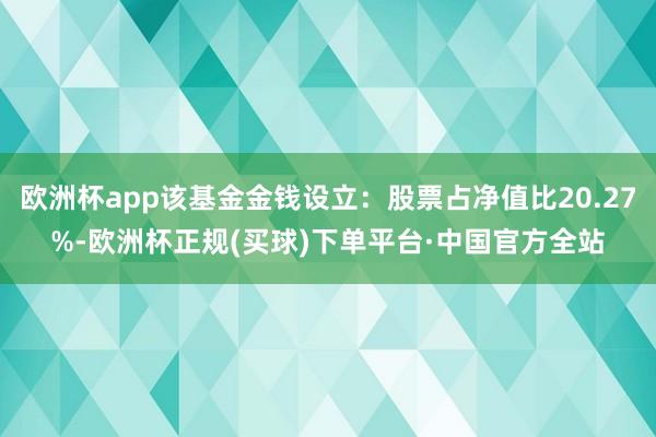 欧洲杯app该基金金钱设立：股票占净值比20.27%-欧洲杯正规(买球)下单平台·中国官方全站