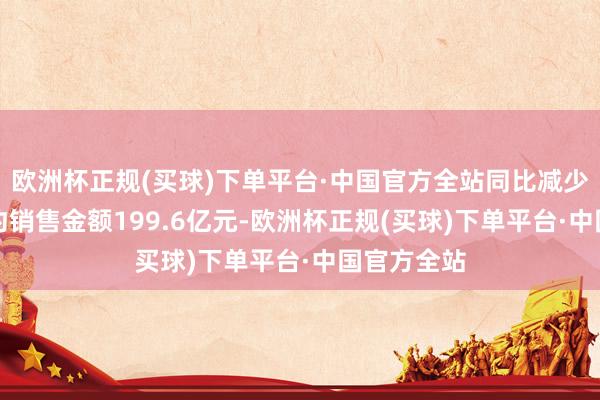 欧洲杯正规(买球)下单平台·中国官方全站同比减少20%；条约销售金额199.6亿元-欧洲杯正规(买球)下单平台·中国官方全站