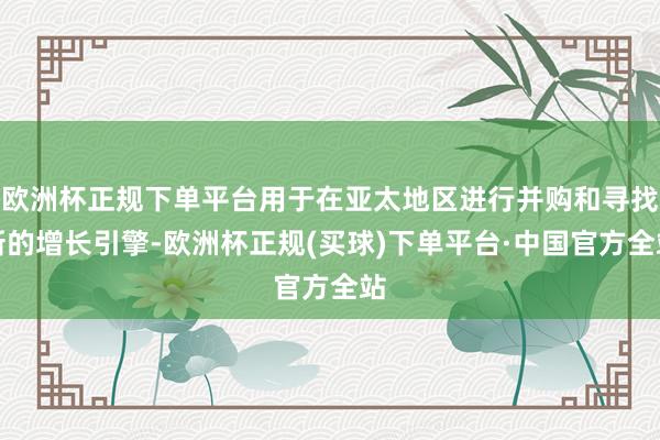 欧洲杯正规下单平台用于在亚太地区进行并购和寻找新的增长引擎-欧洲杯正规(买球)下单平台·中国官方全站