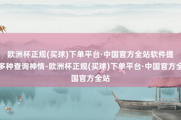 欧洲杯正规(买球)下单平台·中国官方全站软件提供多种查询神情-欧洲杯正规(买球)下单平台·中国官方全站