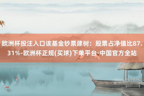 欧洲杯投注入口该基金钞票建树：股票占净值比87.31%-欧洲杯正规(买球)下单平台·中国官方全站