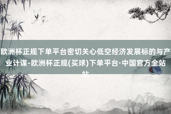 欧洲杯正规下单平台密切关心低空经济发展标的与产业计谋-欧洲杯正规(买球)下单平台·中国官方全站